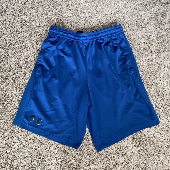 Under Armour Shorts Men's Medium Blue Pockets Gym Sweats Activewear Running Hike - Picture 1 of 10